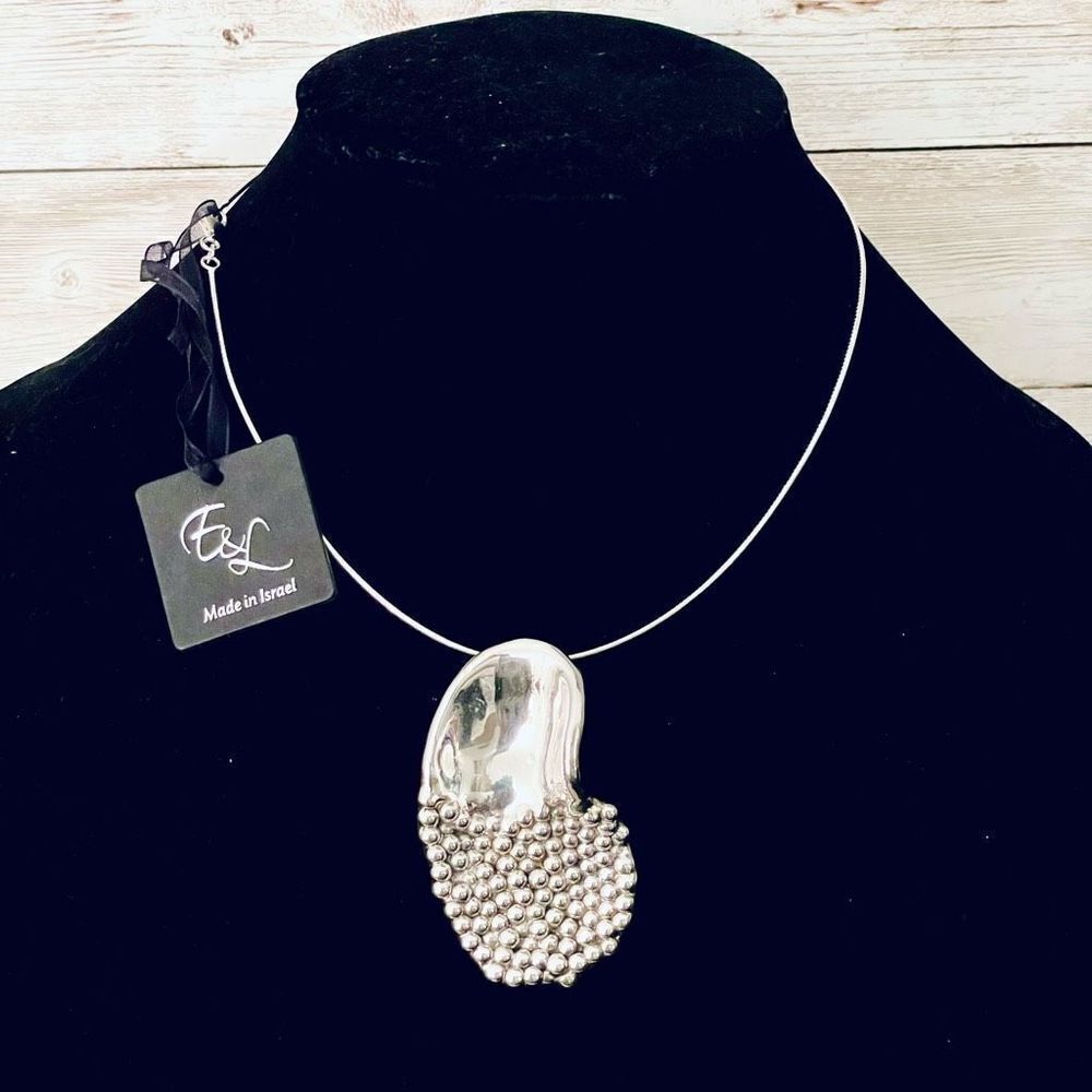 NWT E&L Sterling Silver Gorgeous Electroform Polished Necklace Made In Israel